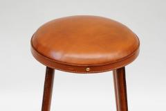 Jacques Adnet Rare pair of Stitched leather stools BY Jacques Adnet - 853126