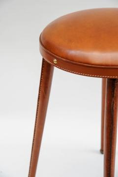 Jacques Adnet Rare pair of Stitched leather stools BY Jacques Adnet - 853129
