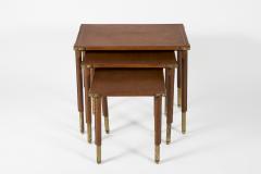 Jacques Adnet Rare set of Stitched Leather Nesting tables by Jacques Adnet - 1126473