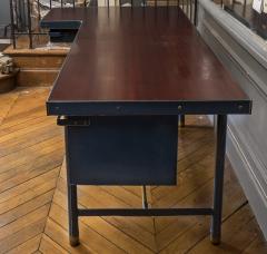 Jacques Adnet RareStitched blue Leather Adnet Desk - 1231818
