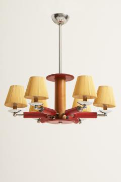 Jacques Adnet Red Leather Ceiling Light by Jacques Adnet 1900 1984  - 2810252