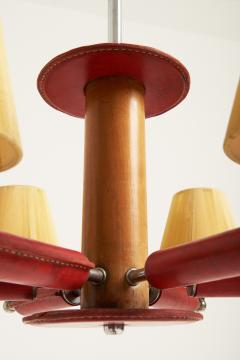 Jacques Adnet Red Leather Ceiling Light by Jacques Adnet 1900 1984  - 2810255