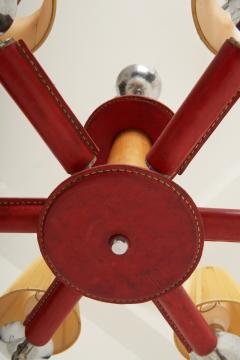 Jacques Adnet Red Leather Ceiling Light by Jacques Adnet 1900 1984  - 2810256