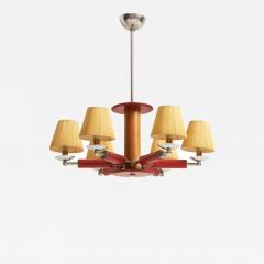 Jacques Adnet Red Leather Ceiling Light by Jacques Adnet 1900 1984  - 2812690