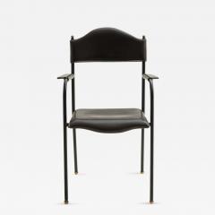 Jacques Adnet S 32 Stitched Black Leather Armchair by Jacques Adnet - 260041