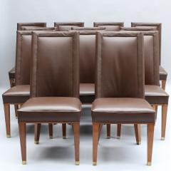 Jacques Adnet Set of 12 Fine French 1950s Mahogany Dining Chairs by Jacques Adnet - 4602030