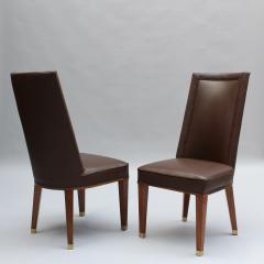 Jacques Adnet Set of 12 Fine French 1950s Mahogany Dining Chairs by Jacques Adnet - 4602040