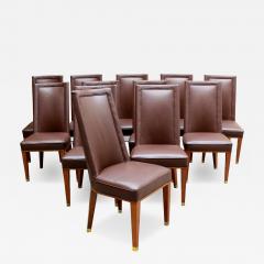 Jacques Adnet Set of 12 Fine French 1950s Mahogany Dining Chairs by Jacques Adnet - 4603715