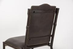 Jacques Adnet Set of 4 chairs in stitched leather By Jacques Adnet - 2429079