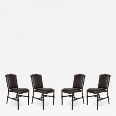 Jacques Adnet Set of 4 chairs in stitched leather By Jacques Adnet - 2429752