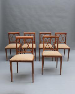 Jacques Adnet Set of 6 Fine French 1950s Walnut Dining Chairs - 4012975