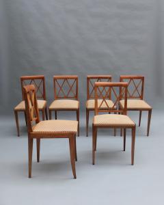 Jacques Adnet Set of 6 Fine French 1950s Walnut Dining Chairs - 4012976