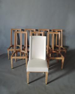 Jacques Adnet Set of 8 Fine French 1950s Bleached Mahogany Dining Chairs by Jacques Adnet - 4470765