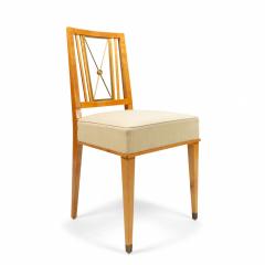 Jacques Adnet Set of 8 French Maple and Silk Side Chairs manner of Jacques Adnet  - 2787631