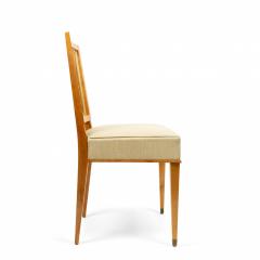 Jacques Adnet Set of 8 French Maple and Silk Side Chairs manner of Jacques Adnet  - 2787632
