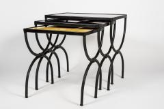Jacques Adnet Set of Stitched leather Nesting tables by Jacques Adnet - 1235056