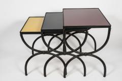 Jacques Adnet Set of Stitched leather Nesting tables by Jacques Adnet - 1235058