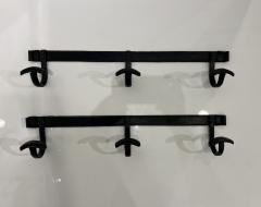 Jacques Adnet Set of Two Black Leather Coat Racks by Jacques Adnet - 2417685