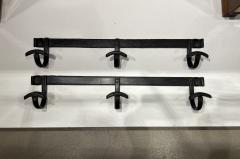 Jacques Adnet Set of Two Black Leather Coat Racks by Jacques Adnet - 2417686