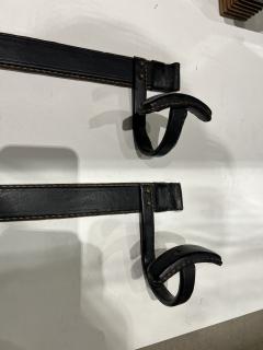 Jacques Adnet Set of Two Black Leather Coat Racks by Jacques Adnet - 2417688