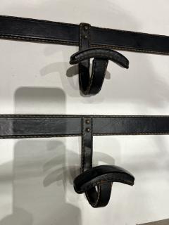 Jacques Adnet Set of Two Black Leather Coat Racks by Jacques Adnet - 2417689