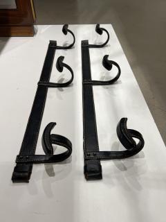 Jacques Adnet Set of Two Black Leather Coat Racks by Jacques Adnet - 2417691