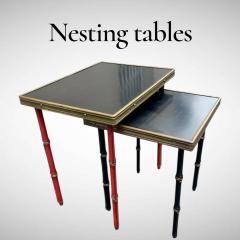 Jacques Adnet Set of two stitched leather nesting tables by Jacques Adnet - 4551412