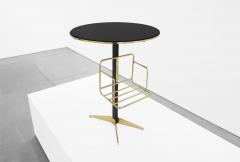 Jacques Adnet Stitched Leather and Brass Gueridon - 4346575