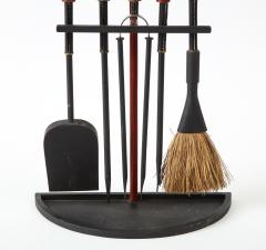 Jacques Adnet Stitched Leather fire tools set by Jacques Adnet - 1196697