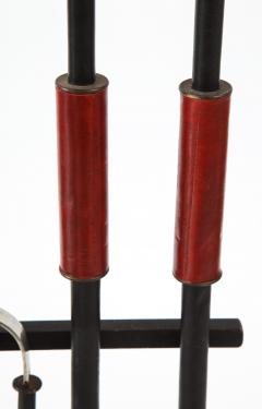 Jacques Adnet Stitched Leather fire tools set by Jacques Adnet - 1196707