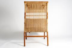 Jacques Adnet Stitched leather and rattan armchairs by Jacques Adnet - 928785