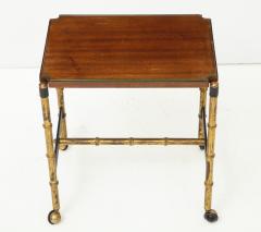 Jacques Adnet Stitched leather side table with mahogany top by Jacques Adnet - 865334