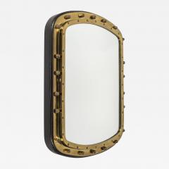 Jacques Adnet Stunning stitched leather mirror by Jacques Adnet - 2902302