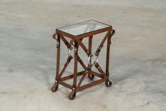 Jacques Adnet Style Iron Faux Leather Side Table - 3083146