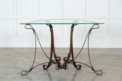 Jacques Adnet Style Iron Leather Console Table - 3083773