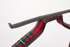 Jacques Adnet Valet Black Stitched Leather and Tartan Upholstery France 1950s - 4547114