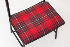 Jacques Adnet Valet Black Stitched Leather and Tartan Upholstery France 1950s - 4547118