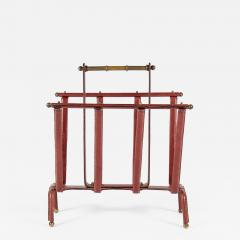 Jacques Adnet Very rare magasine rack in Stitched leather by Jacques Adnet - 1076518