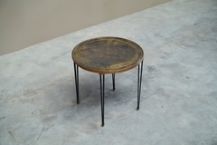 Jacques Adnet Wonderful Mid Century Side Table in Wrought Iron and Verre Eglomis  - 4803233