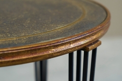 Jacques Adnet Wonderful Mid Century Side Table in Wrought Iron and Verre Eglomis  - 4803346