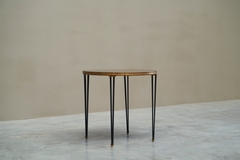 Jacques Adnet Wonderful Mid Century Side Table in Wrought Iron and Verre Eglomis  - 4803363