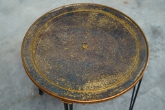 Jacques Adnet Wonderful Mid Century Side Table in Wrought Iron and Verre Eglomis  - 4803576