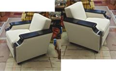 Jacques Adnet rarest documented comfy pair of club chairs fully restored - 2071544
