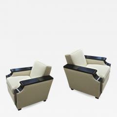 Jacques Adnet rarest documented comfy pair of club chairs fully restored - 2072217