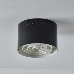 Jacques Biny 1950s Perforated Black Metal Flush Mount Attributed to Jacques Biny - 3425771