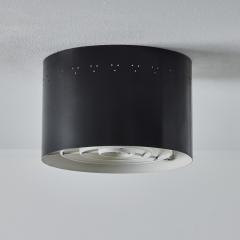 Jacques Biny 1950s Perforated Black Metal Flush Mount Attributed to Jacques Biny - 3425772