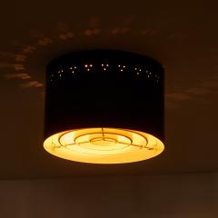 Jacques Biny 1950s Perforated Black Metal Flush Mount Attributed to Jacques Biny - 3425776