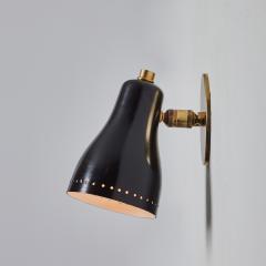 Jacques Biny 1960s Perforated Black and Brass Wall Lamp Attributed to Jacques Biny - 3425735