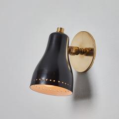 Jacques Biny 1960s Perforated Black and Brass Wall Lamp Attributed to Jacques Biny - 3425736