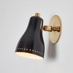 Jacques Biny 1960s Perforated Black and Brass Wall Lamp Attributed to Jacques Biny - 3425745